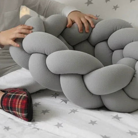 Trenza Protector de Cuna 180cm GRIS - Sueños de Cigueña