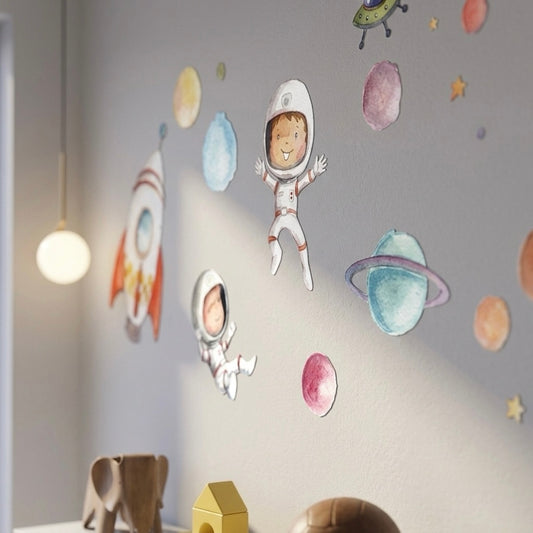 Children's Fabric Vinyl PLANETS and ASTRONAUTS - STORK DREAMS