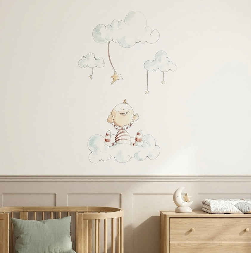 Pesca decorativa de vinil infantil na lua