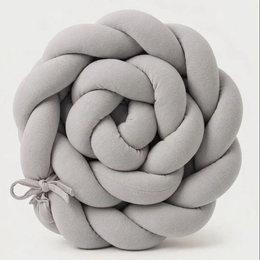 Trenza Protectora de Cuna y Cama en Algodón Gris | Chichonera Artesanal