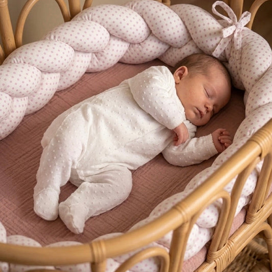 TRENZA PROTECTORA CUNA & CAMA | Blanco Lunar Rosa