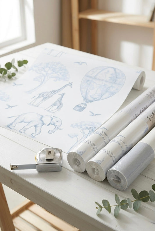 PAPEL PINTADO | Jirafas & Globos Azul Empolvado