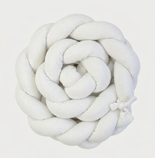 Trenza Protectora de Cuna y Cama en Algodón Muselina Blanco | Chichonera Artesanal