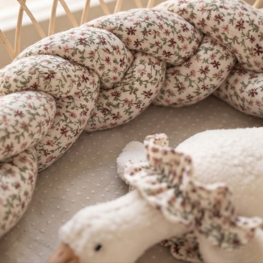 TRENZA PROTECTORA CUNA & CAMA | Muselina Flor FOREST