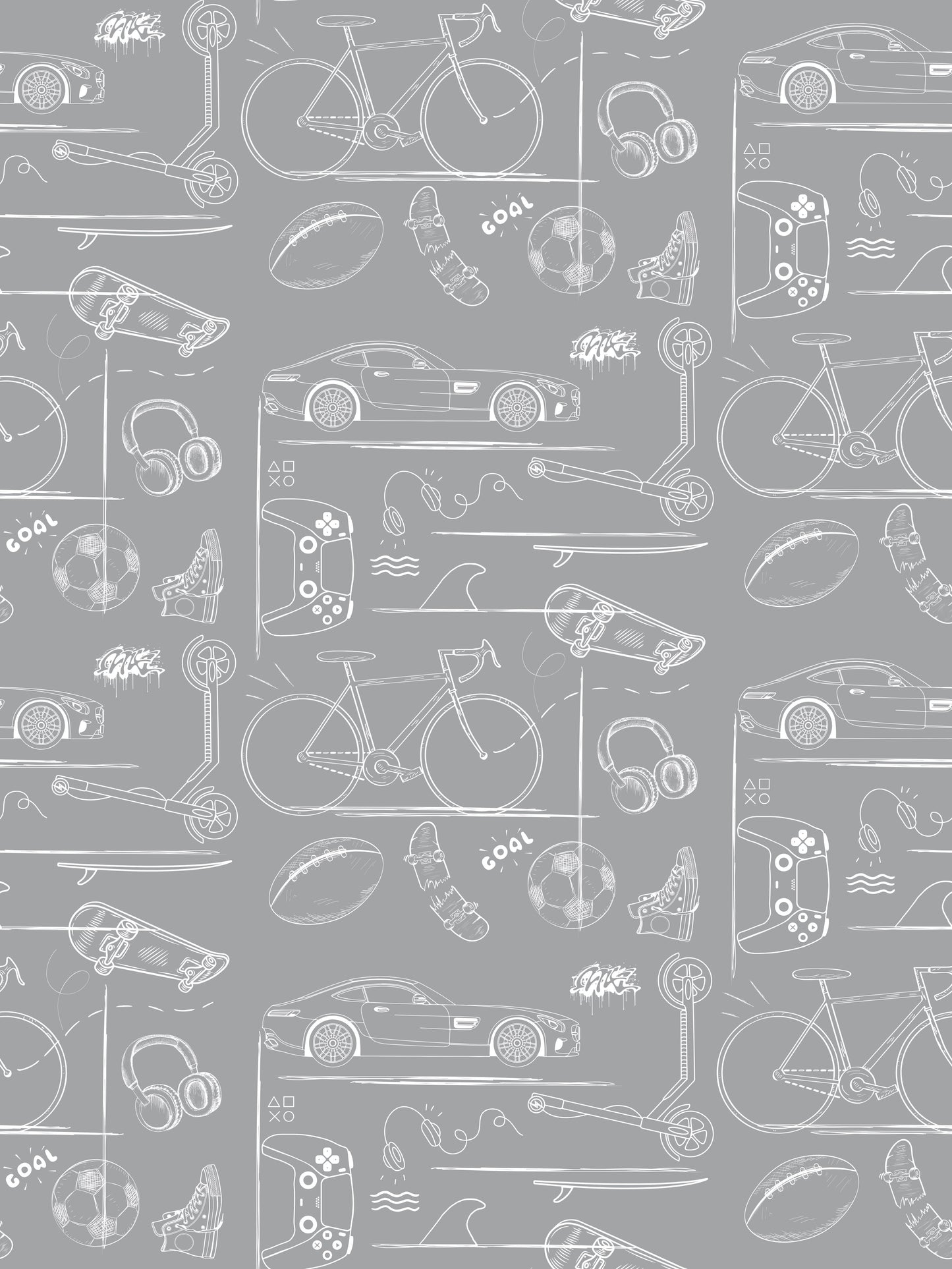 Papel Pintado Infantil "Gaming" gris