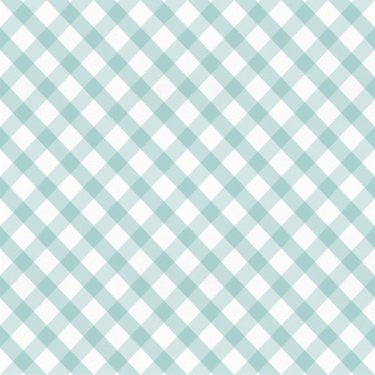 Papel pintado infantil Vichy Diagonal color verde agua