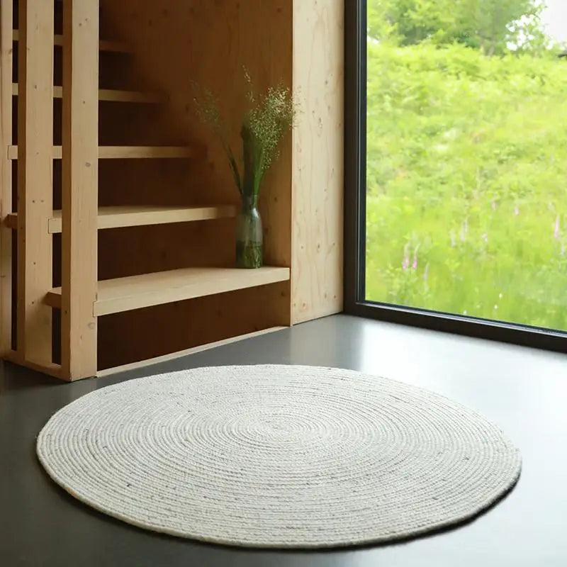 Tapis rond laine feutrée NEETHU NATUREL L - Sueños de Cigueña