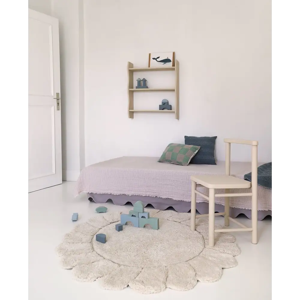 Tapis chambre enfant coton lavable rond finition "pétales" GABRIELLE - Sueños de Cigueña