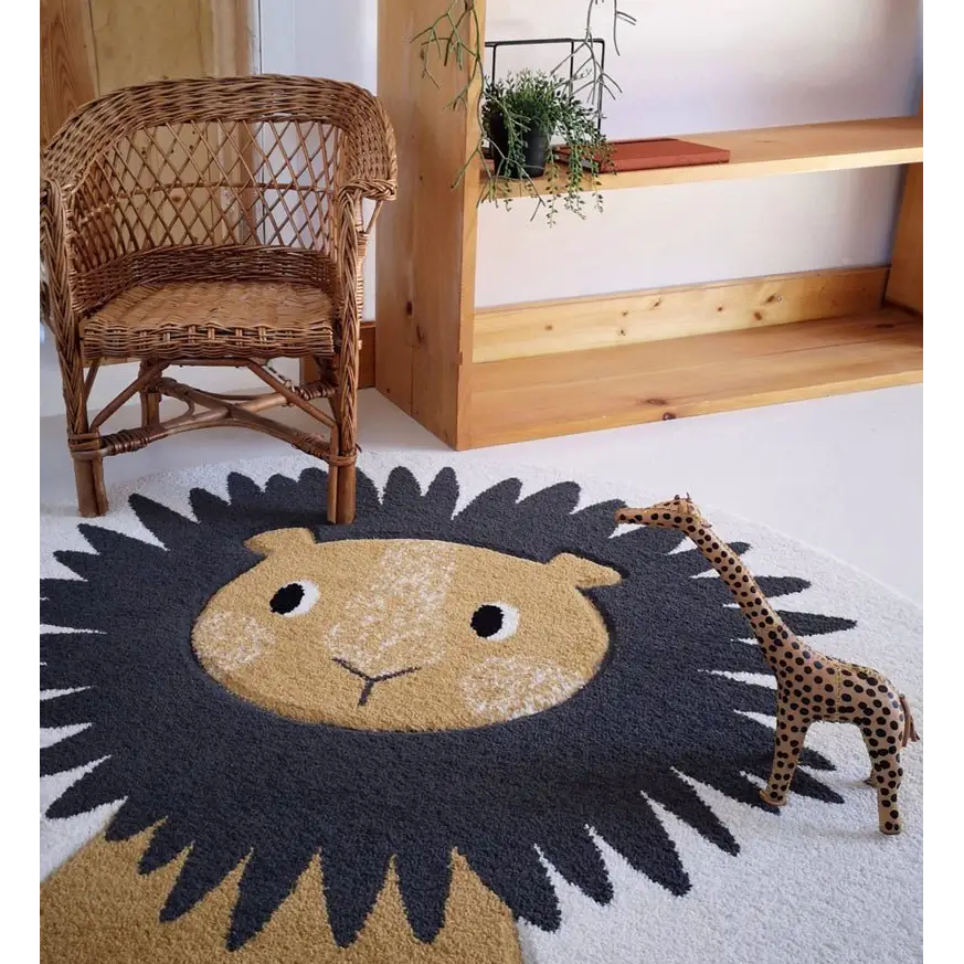 Tapis chambre enfant rond petit lion JAGGO - Sueños de Cigueña