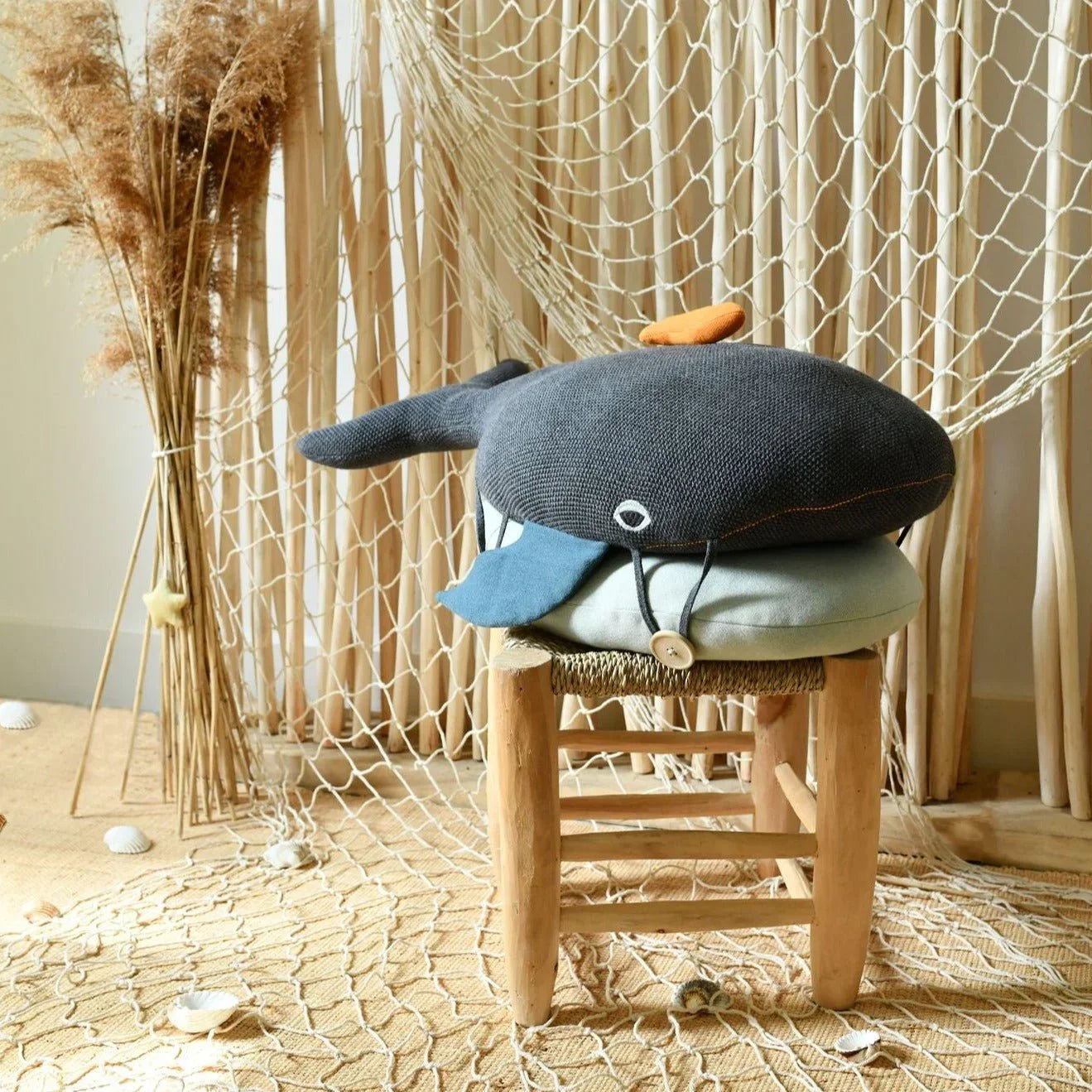 Cojín modular Puf grande de ballena para niños - Antracita - Sueños de Cigueña