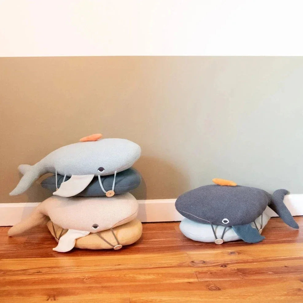 Cojín modular Puf grande de ballena para niños - Sand Beige - Sueños de Cigueña