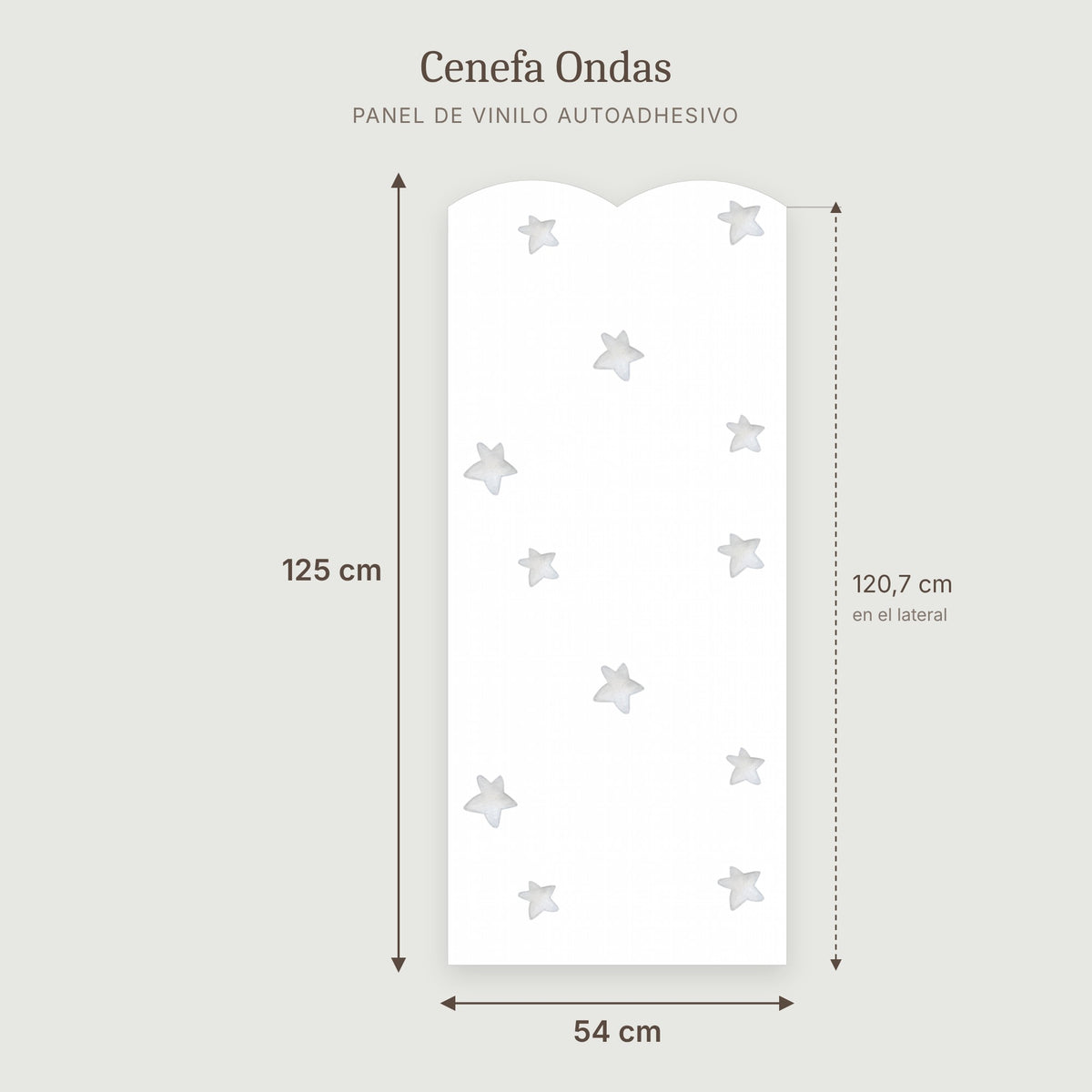 Cenefa de ondas Estrellas acuarela gris: medidas del panel