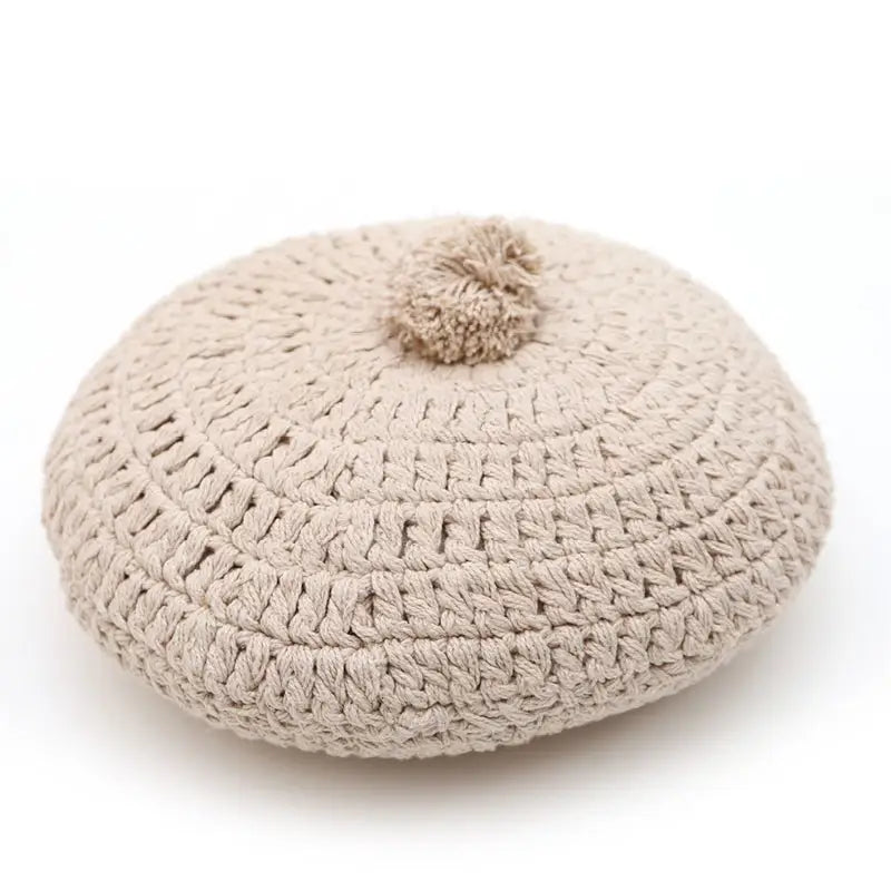 Coussin coton rond crochet LENKA ECRU - Sueños de Cigueña