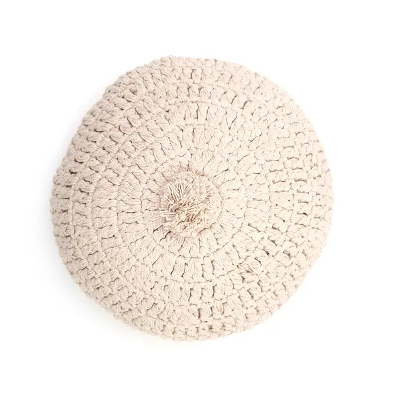 Coussin coton rond crochet LENKA ECRU - Sueños de Cigueña