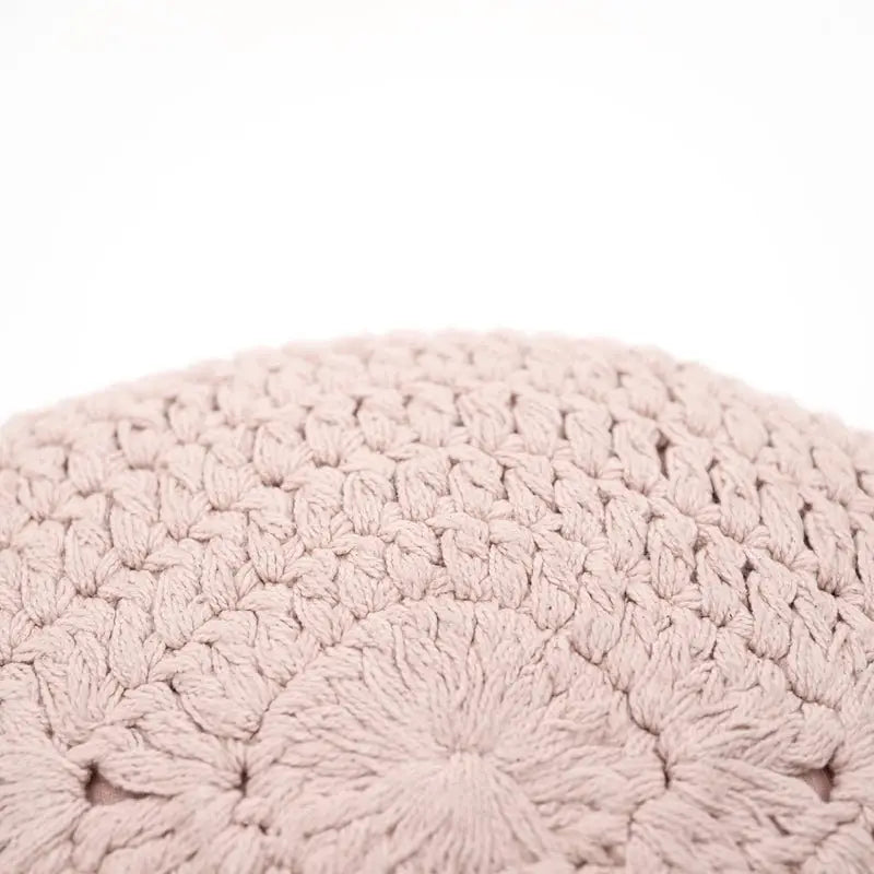 Coussin bohème coton crochet PLUME ROSE NUDE - Sueños de Cigueña