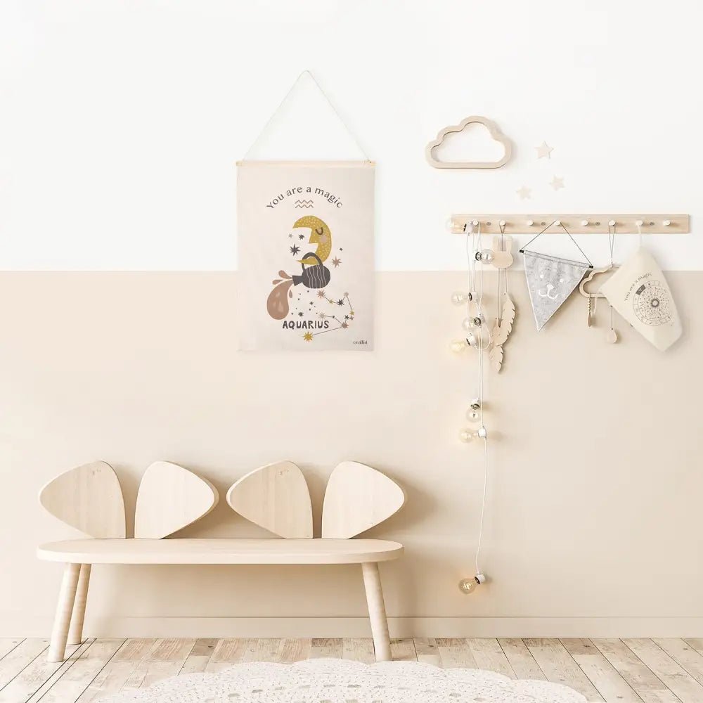 Mural habitación infantil zodíaco horóscopo LITTLE ACUARIO - Sueños de Cigueña