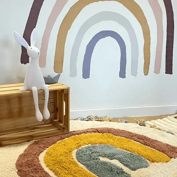 Alfombra Infantil 110 cm RAINBOW Algodón Lavable en lavadora - Sueños de Cigueña