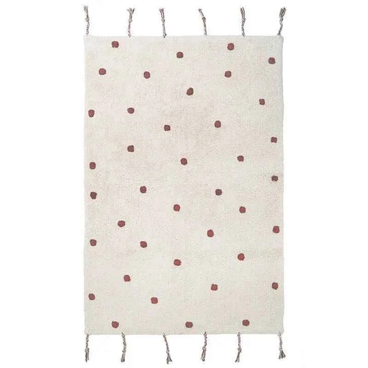 Alfombra Infantil NÜMI AMBRE con lunares 100x150 - Sueños de Cigueña