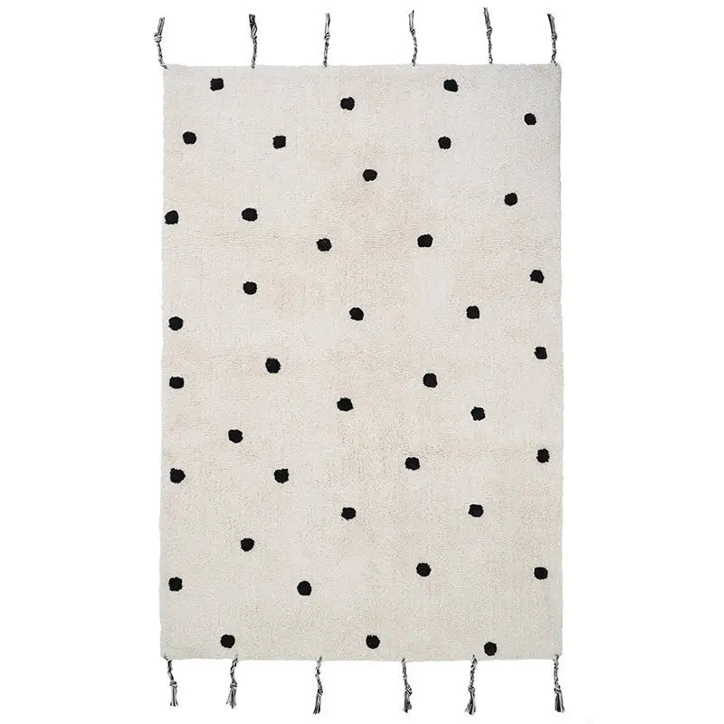 Alfombra Infantil NÜMI BLACK con lunares 100x150 - Sueños de Cigueña