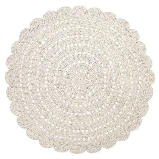 ALMA ECRU L Alfombra Infantil Crochet 150cm - Sueños de Cigueña