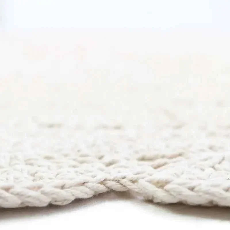 ALMA ECRU L Alfombra Infantil Crochet 150cm - Sueños de Cigueña