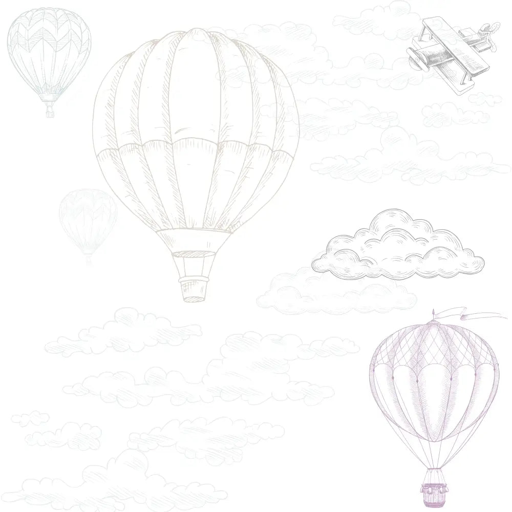 Papel Pintado Globos en el aire - Azul y Rosa Papel Pintado JUNGLA SDC-UV-003 - Sueños de Cigueña 82 € Papel Pintado