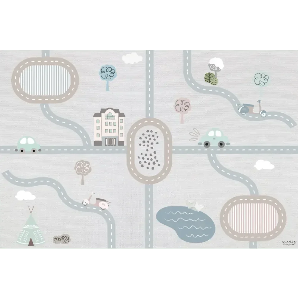 Alfombra Vinílica Mod. CITY Infantil 120x160 - Decorativa Sueños de Cigüeña - Sueños de Cigueña