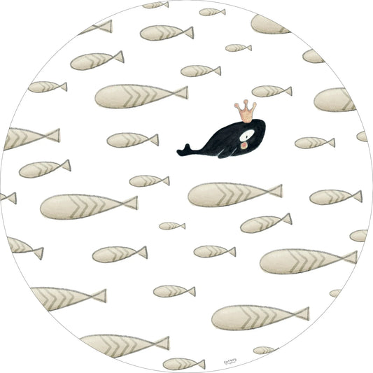 Alfombra Vinilica BALLENAS 95cm diametro - Sueños de Cigueña