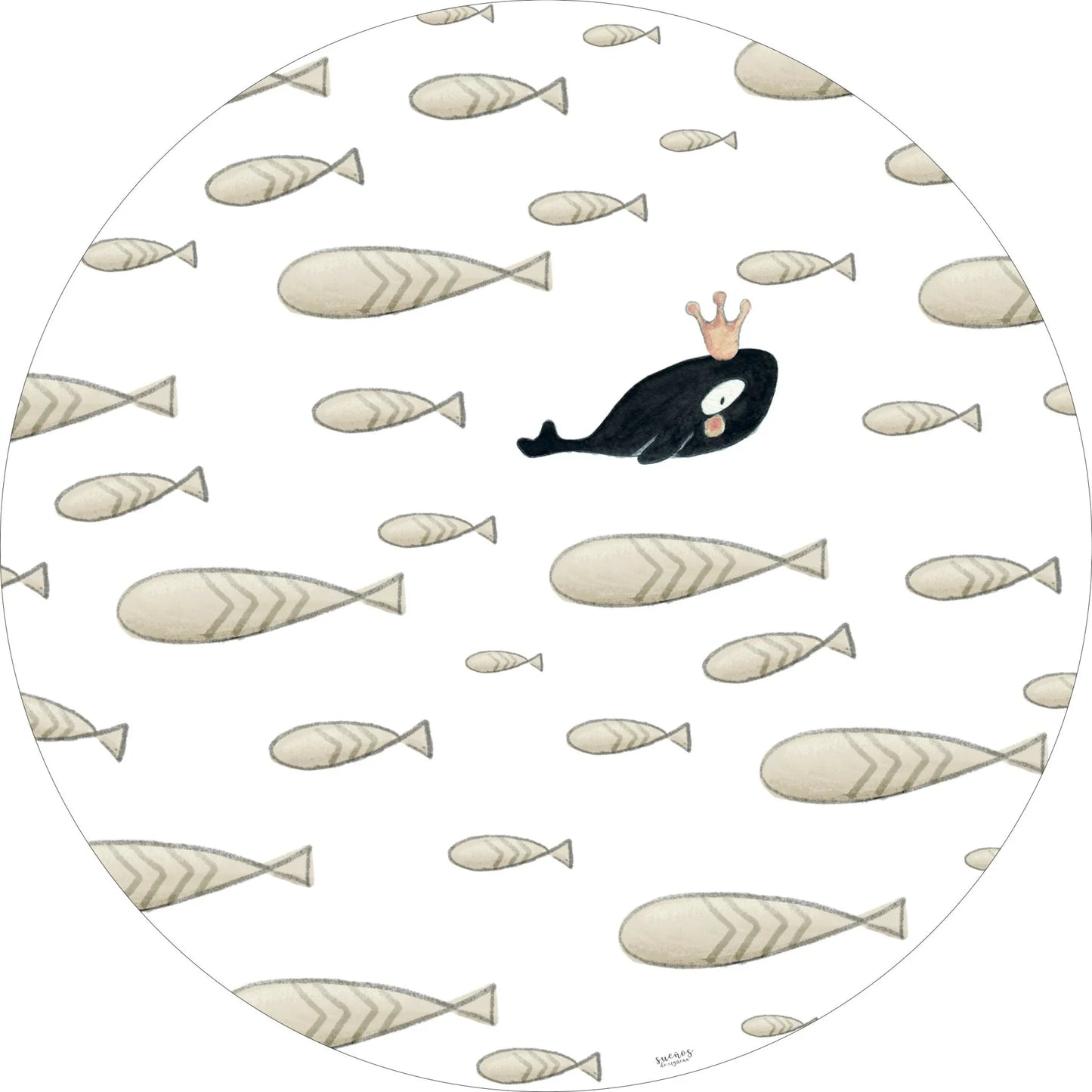 Alfombra Vinilica BALLENAS 95cm diametro - Sueños de Cigueña
