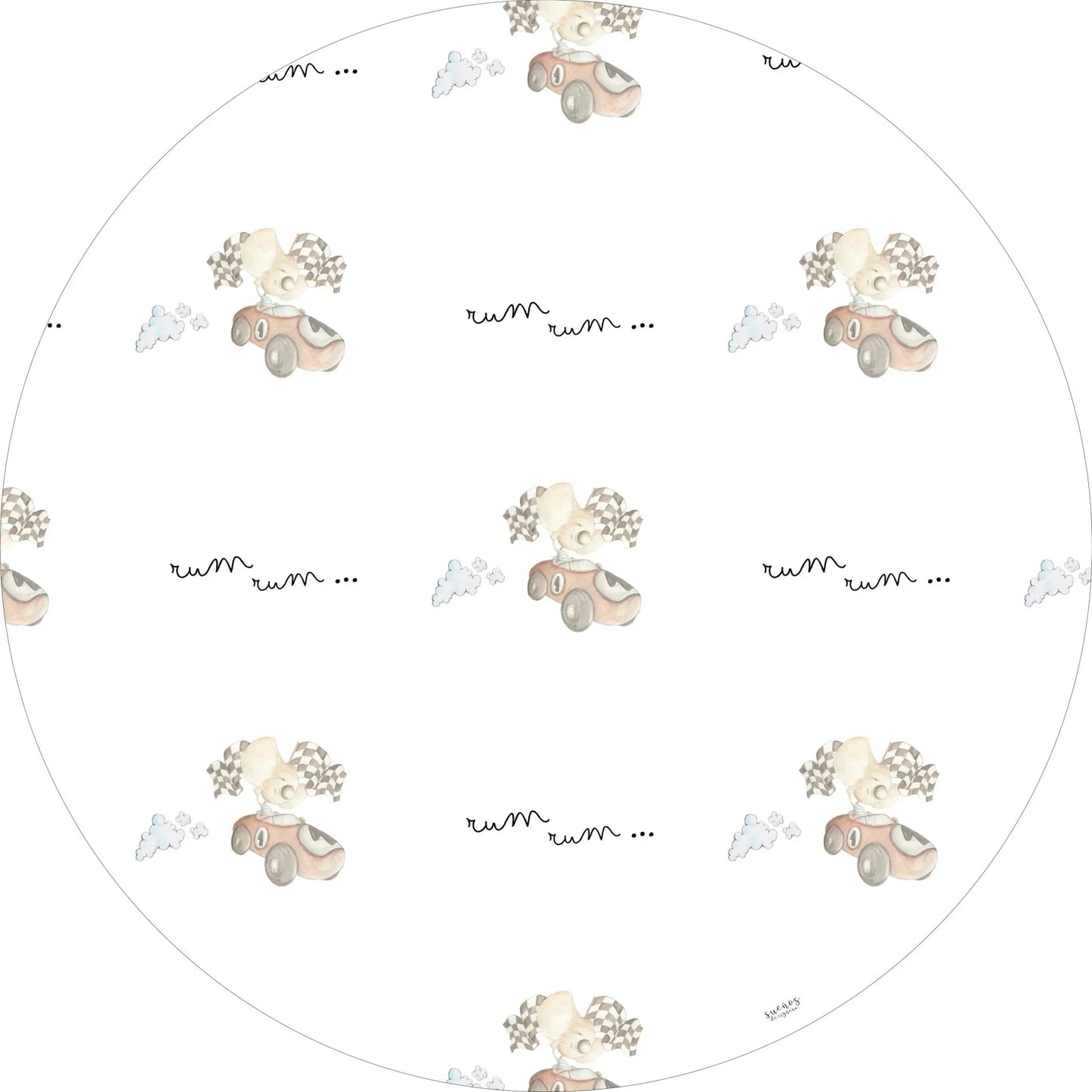 Alfombra Vinilica COCHE DE CARRERAS 95cm diametro - Sueños de Cigueña