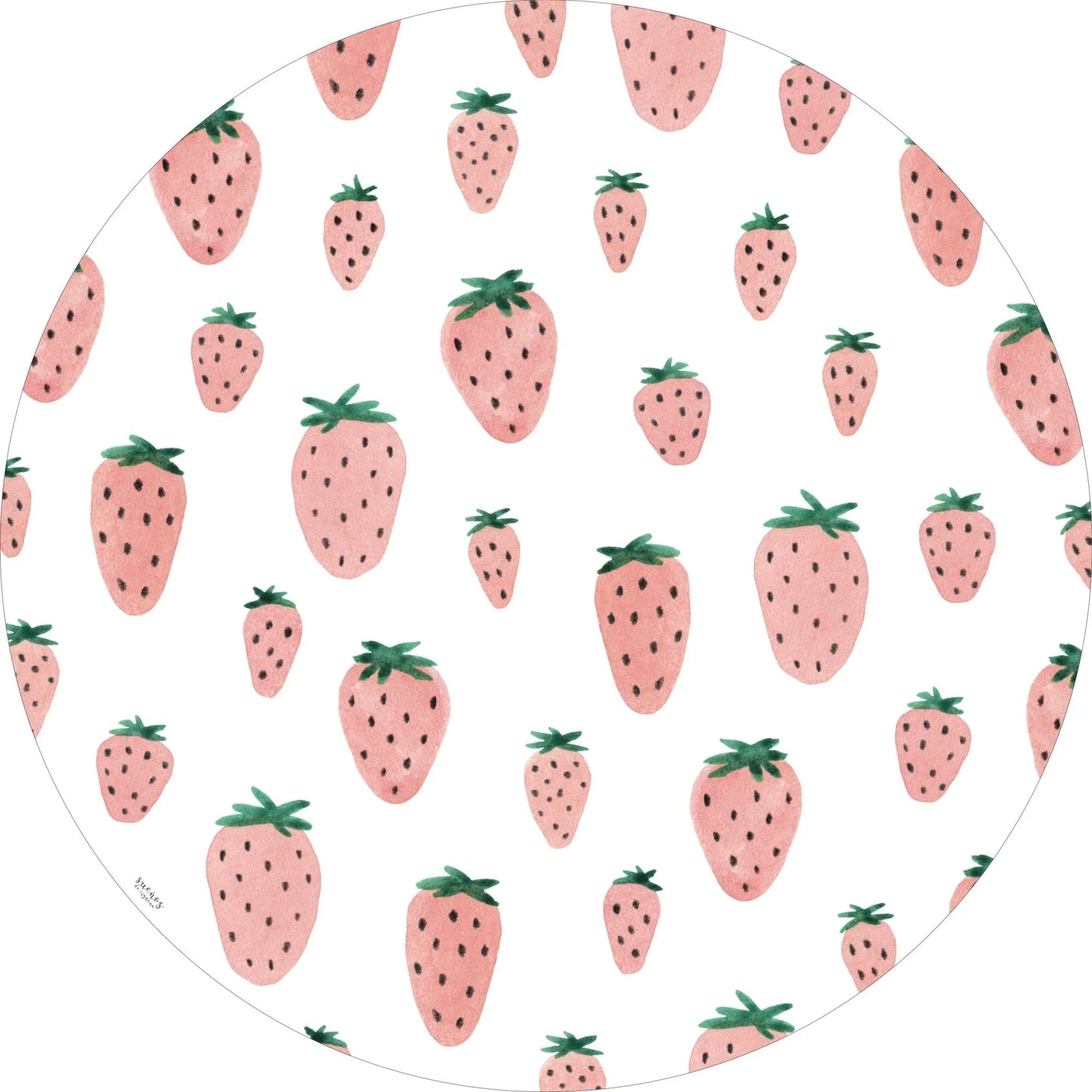 Alfombra Vinilica FRESAS 95cm diametro - Sueños de Cigueña