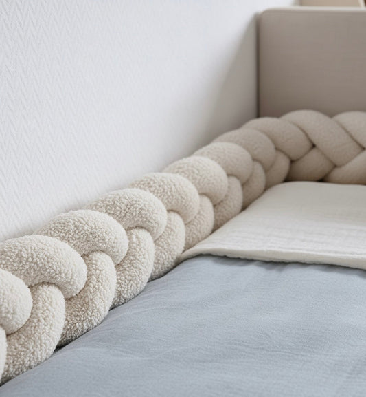 Trenza Protectora de Cuna y cama 200cm BOUCLE BLANCO - Sueños de Cigueña