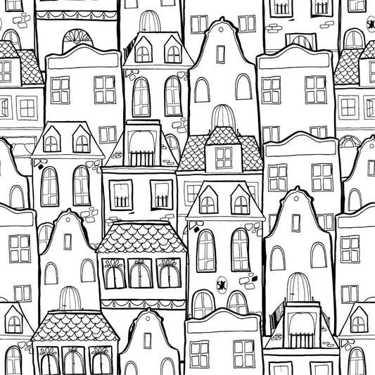 Papel Pintado CASAS SDC-LH-001 Negro - Sueños de Cigueña