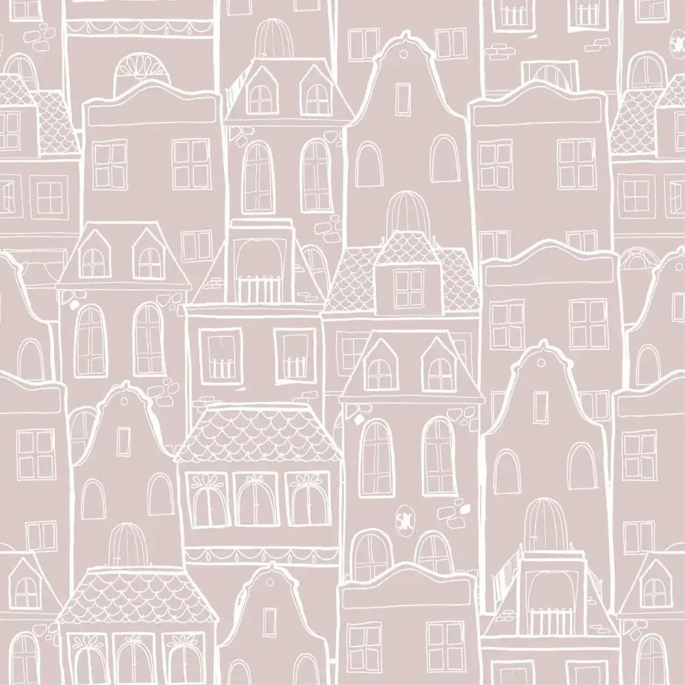 Papel Pintado CASAS SDC-LH-004 ROSA EMPOLVADO - Sueños de Cigueña