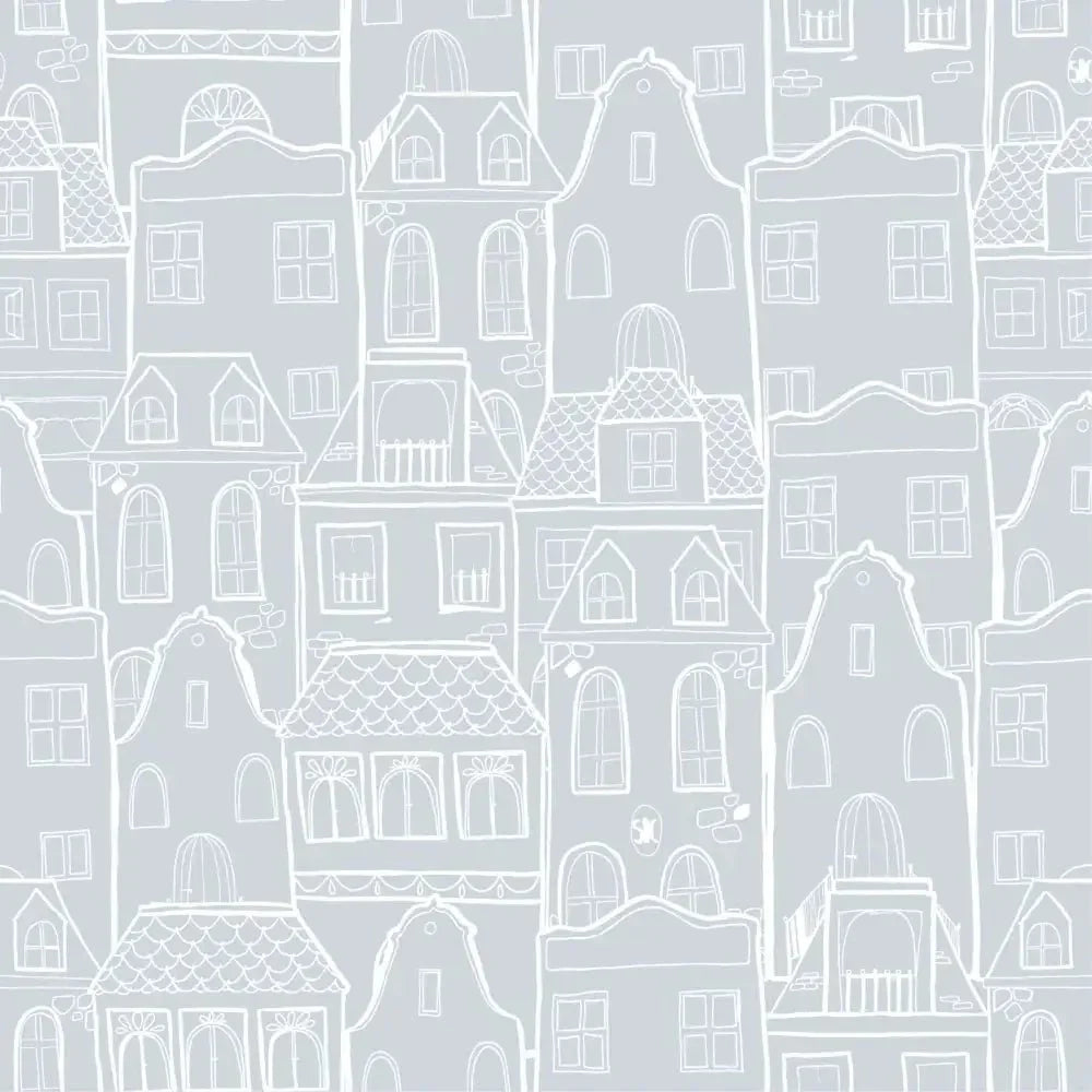 Papel Pintado CASAS SDC-LH-005 AZUL EMPOLVADO - Sueños de Cigueña