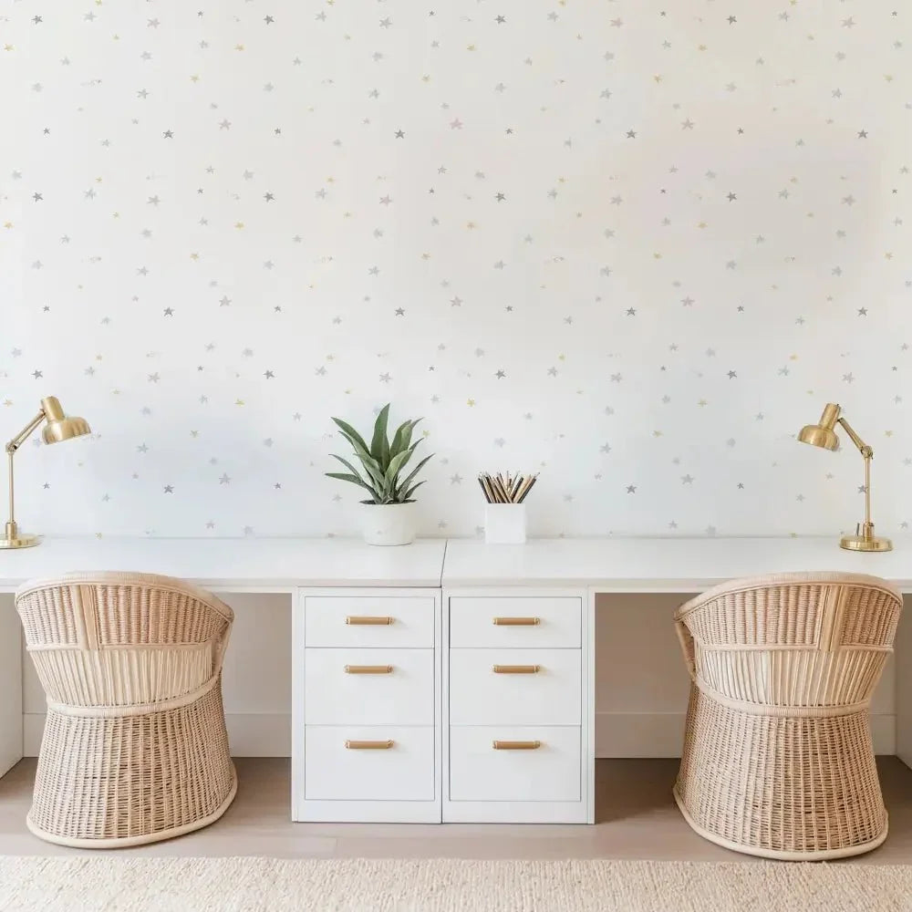 Papel Pintado ESTRELLAS ACUARELA tonos pastel - Sueños de Cigueña