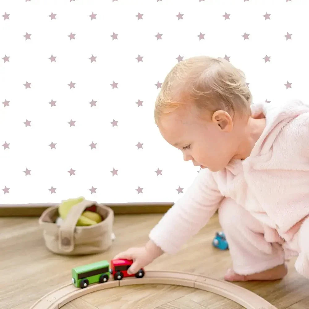 Papel Pintado ESTRELLAS Rosa empolvado - Sueños de Cigueña