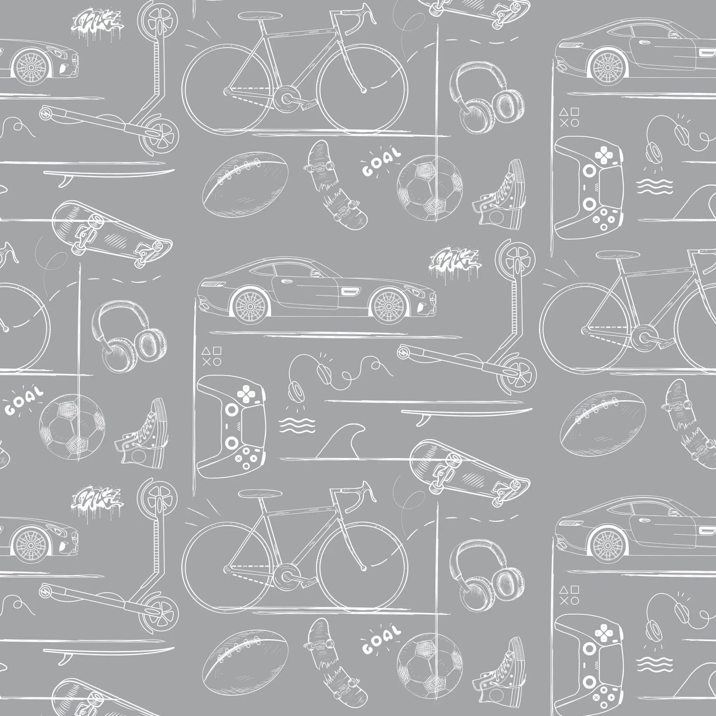 Papel Pintado Infantil "Gaming" gris - Sueños de Cigueña