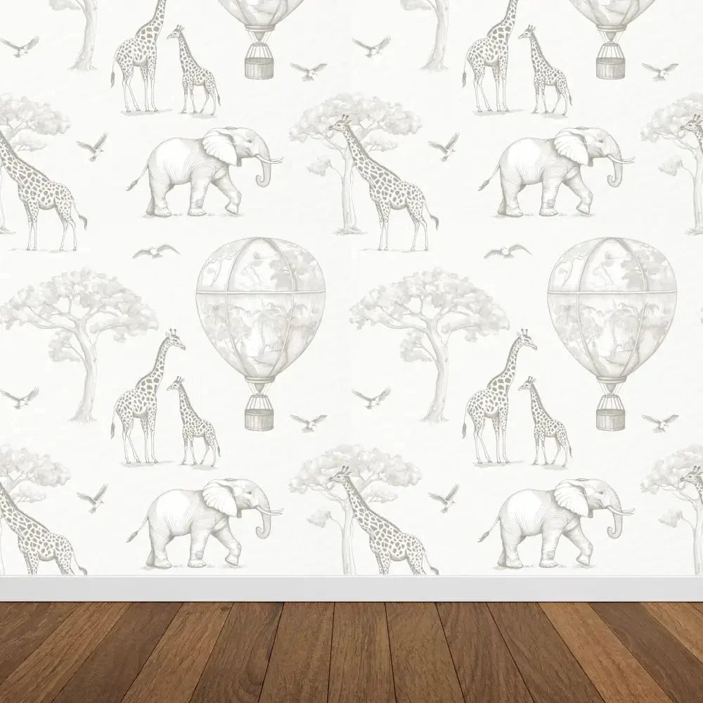 Papel Pintado Infantil Jirafas & Globos - Sueños de Cigueña