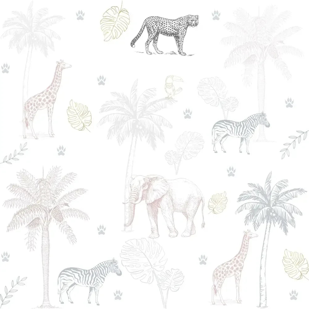 Papel Pintado JUNGLA SDC-JG-004 ROSA - Sueños de Cigueña