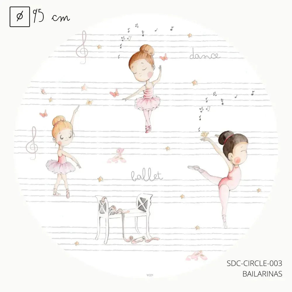 Vinilo Circle Ø95cm "BAILARINAS" - Sueños de Cigueña