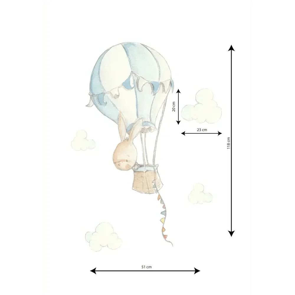 Vinilo de Tela Infantil - Conejo en Globo RABBIT IN BALLOON - Sueños de Cigueña