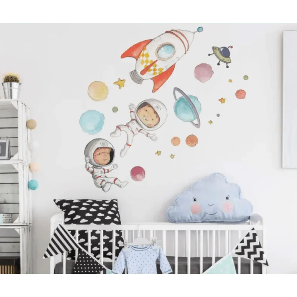Vinilo de Tela Infantil PLANETAS y ASTRONAUTAS - SUEÑOS DE CIGUEÑA - Sueños de Cigueña