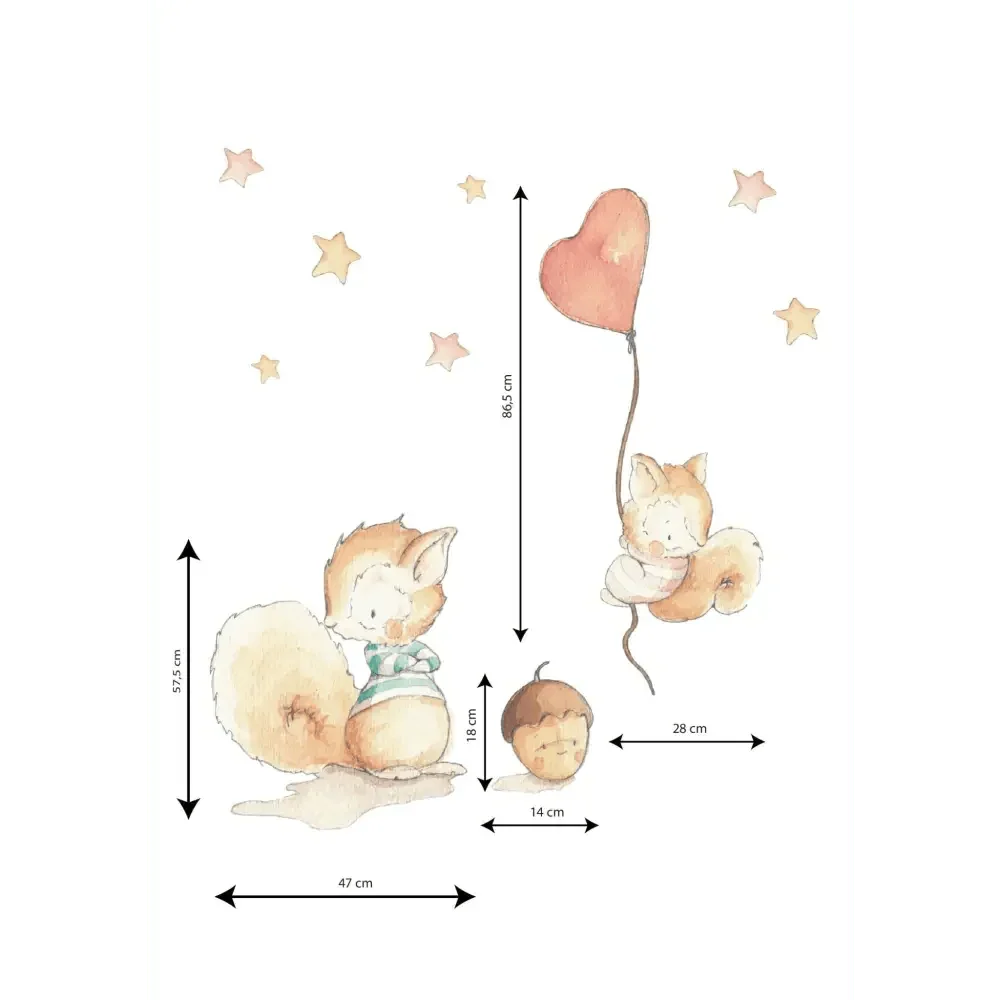 Vinilo Decorativo Infantil Ardillas SQUIRRELS FRIENDS - Sueños de Cigueña
