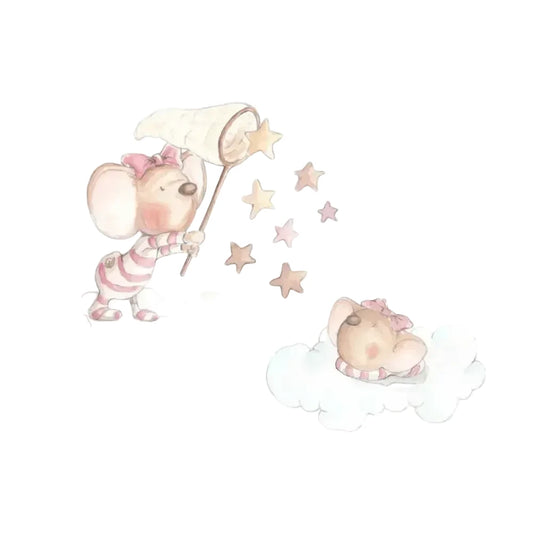 Vinilo Decorativo Infantil ATRAPANDO UNA ESTRELLA para la Habitación de los Niños - Sueños de Cigueña