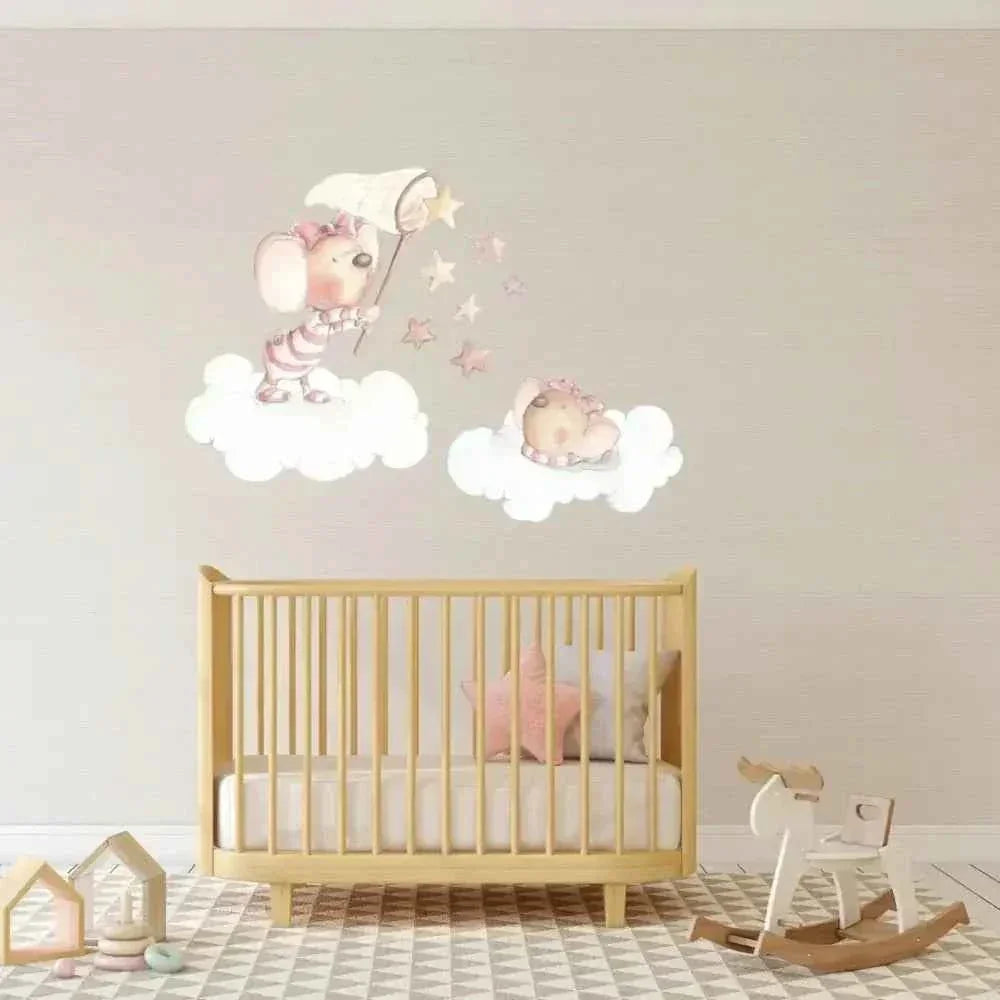 Vinilo Decorativo Infantil ATRAPANDO UNA ESTRELLA para la Habitación de los Niños - Sueños de Cigueña
