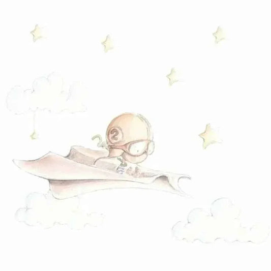 Vinilo Decorativo Infantil AVION DE PAPEL - Sueños de Cigueña