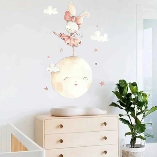 Vinilo Decorativo Infantil BAILANDO EN LA LUNA - Sueños de Cigueña