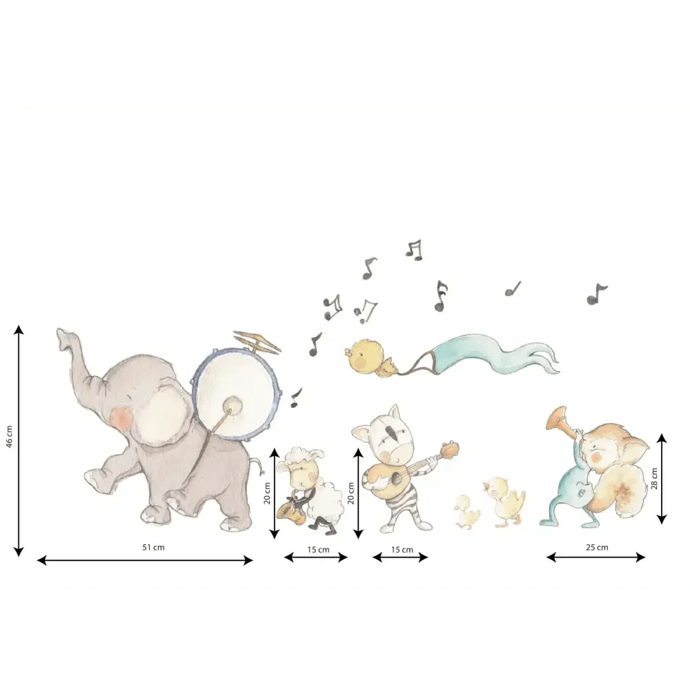 Vinilo Decorativo Infantil Banda de música - SUEÑOS DE CIGUEÑA - Sueños de Cigueña