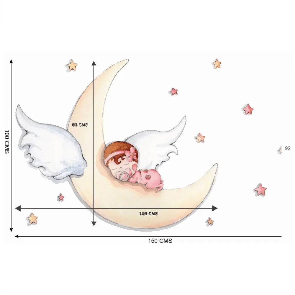 Vinilo Decorativo Infantil DURMIENDO EN LA LUNA - SUEÑOS DE CIGUEÑA - Sueños de Cigueña